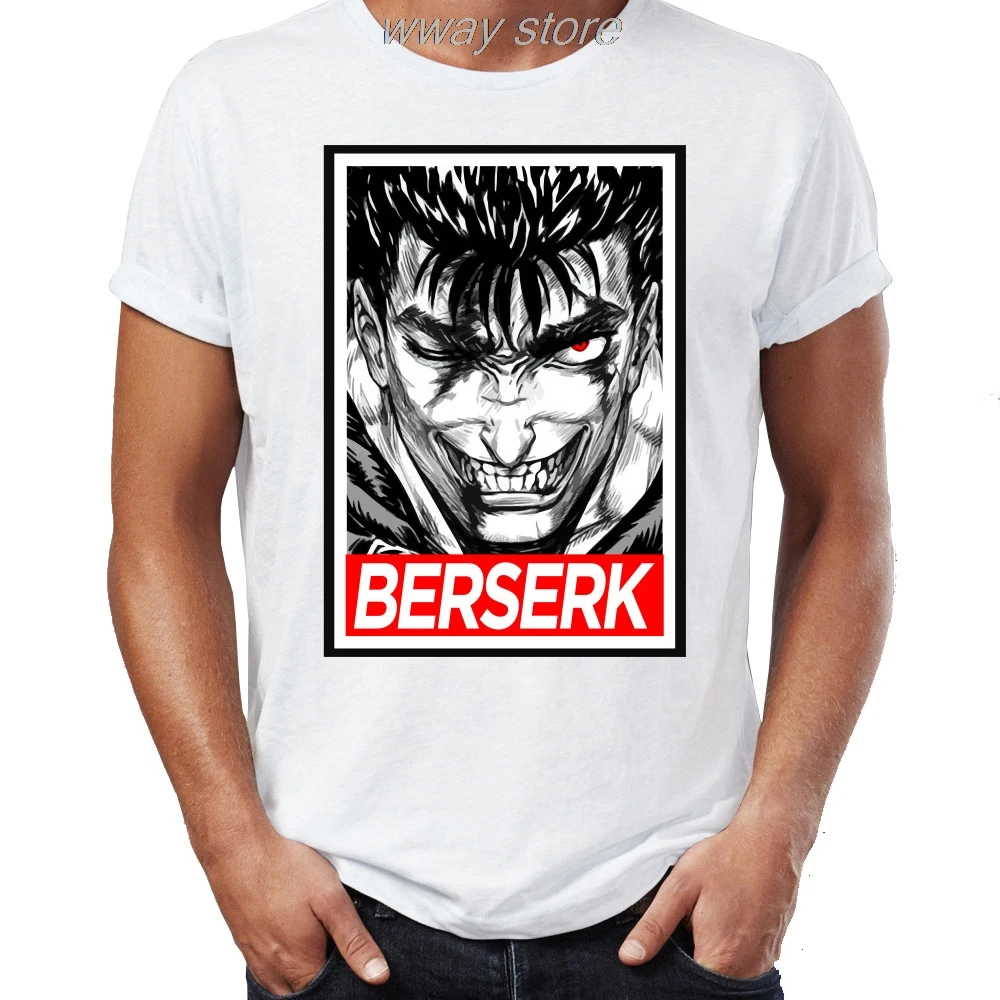 Berserk аниме футболка мужская летняя крутая с коротким рукавом футболки для мальчиков мужская с o-образным вырезом Повседневная футболка Guts Casca белая футболка с принтом