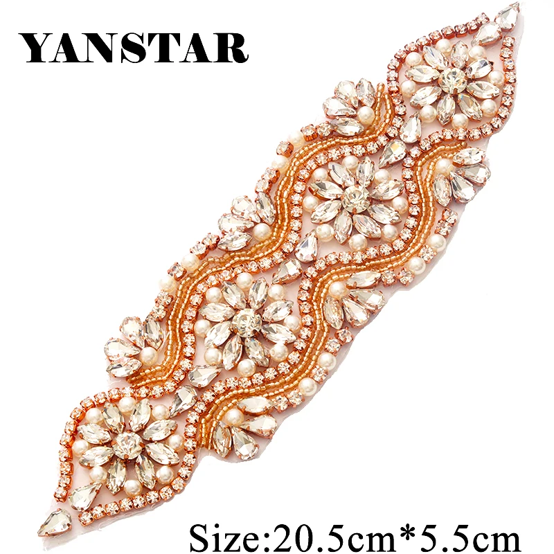 

YANSTAR (5pcs) Wholesale Bridal Belt Beaded Crystal Rhinestonesd Appliques Accessory Sewing On Wedding Dress Sash YS841