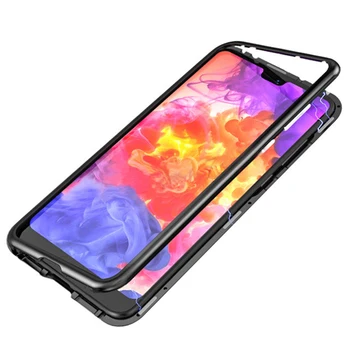 

100pcs Metal Magnetic Adsorption Case Tempered Glass Hard Back Shockproof Magnet Cover For Huawei P40 Pro P30 Lite Mate 30 20 X
