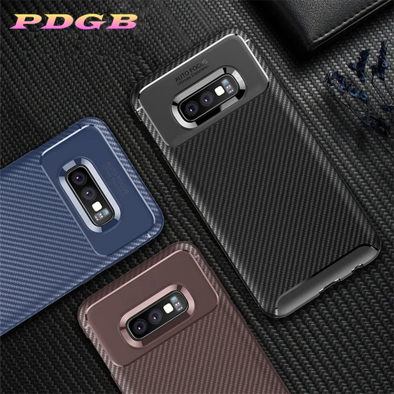 PDGB Прочный ТПУ чехол для samsung Galaxy S9 S10 Lite A6 A8 Plus 2018 A7 J4 J6 Prime Note 9 углеродное волокно