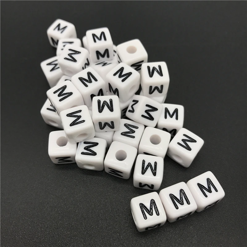 

10x10mm 20pcs Letter M Square Shape Alphabet 26 Letter Beads Charms Bracelet Necklace For Jewelry Making Bead Accessories