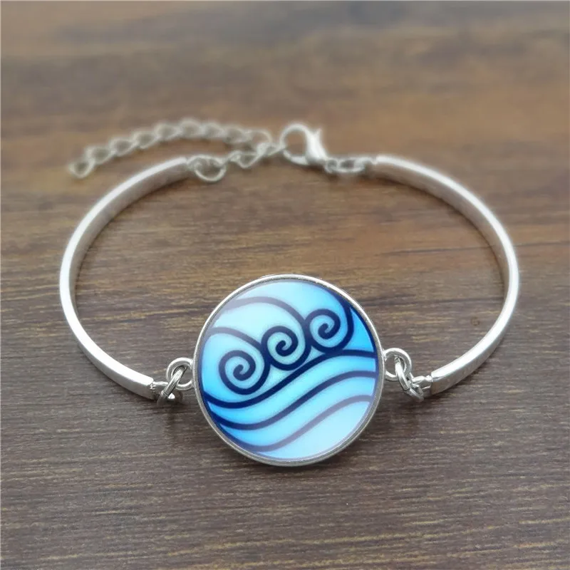 

Avatar The Last Airbender Silver Bracelet Legend of Korra Water Tribe Glass Cabochon Fashion Jewelry Adjustable Charm Bracelet