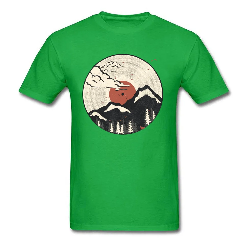Normal Vinyl-Disc- Short Sleeve Summer Autumn Tops Tees 2018 New Fashion Round Neck 100% Cotton Fabric T Shirt Man T-Shirt Vinyl-Disc- green