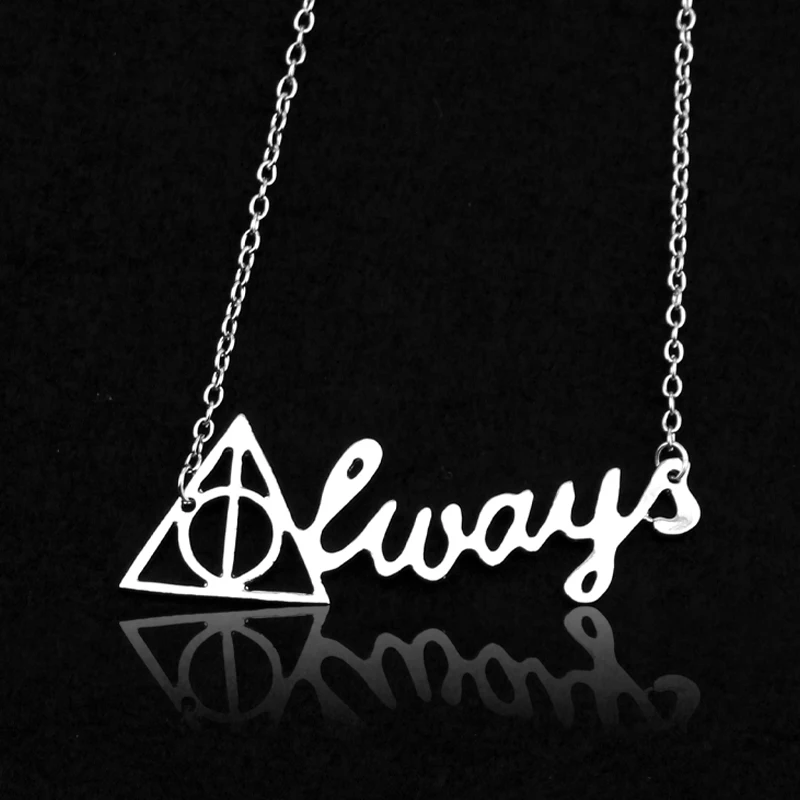 

New Movie HARRY P Jewelry Always Necklace Deathly Hallows Silver Letter Pendant for Men Women Necklaces Fans Gift