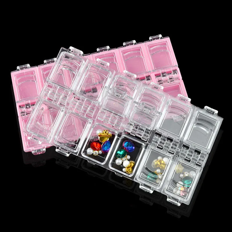 12 Grids Clear Nail Art Storage Box Rhinestone Bead Acrylic Acrylic