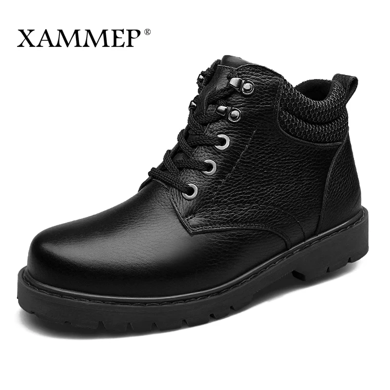 

Genuine Leather Men Shoes Brand Casual Shoes Winter Boots For Men Winter Shoes Warm Plush Plus Big Size High Quality Xammep