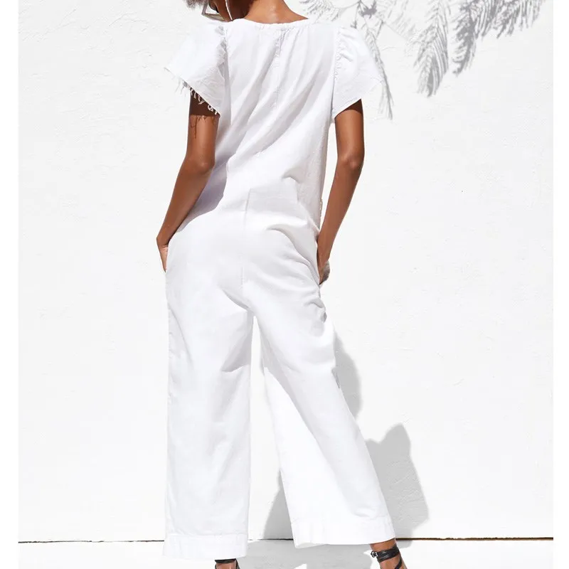 Ladies Sexy Long Jumpsuits Women Jumpsuits Fashion Short Sleeve Bodysuit Female Elegant V Neck Ruffles Jumpsuits Ladies Sexy Long Jumpsuits Women Jumpsuits Fashion Short Sleeve Bodysuit Female Elegant V Neck Ruffles Jumpsuits