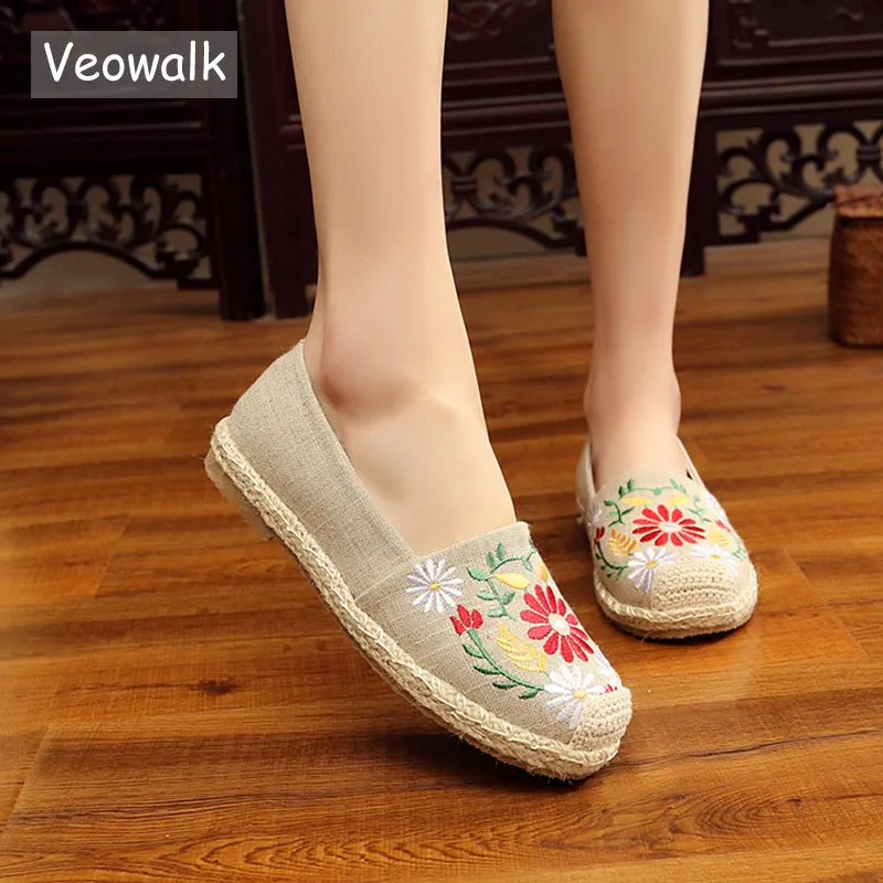 Buy Veowalk Flower Embroidered Handmade Women Linen