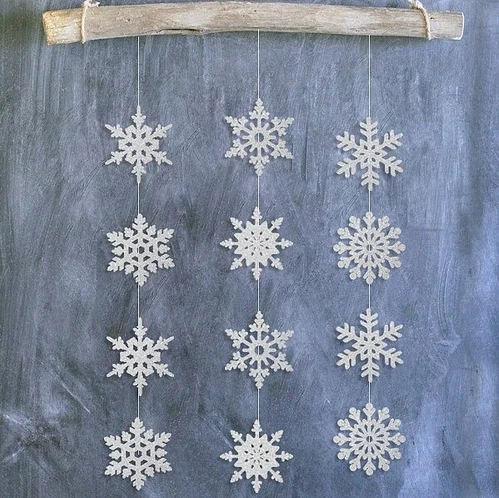 Набор 8 романтических серебряных/золотых подвесных украшений в виде снежинок для рождества, дома, вечерние, свадебные украшения - Цвет: silver