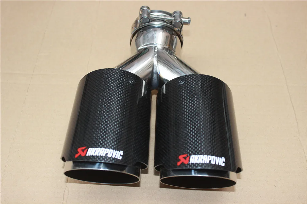 1 шт. Inlet63mm-Outlet 89 мм(двойной) akrapovic выхлопная насадка глянцевый хвост из углеродного волокна наконечник выхлопной трубы хвост quad наконечник