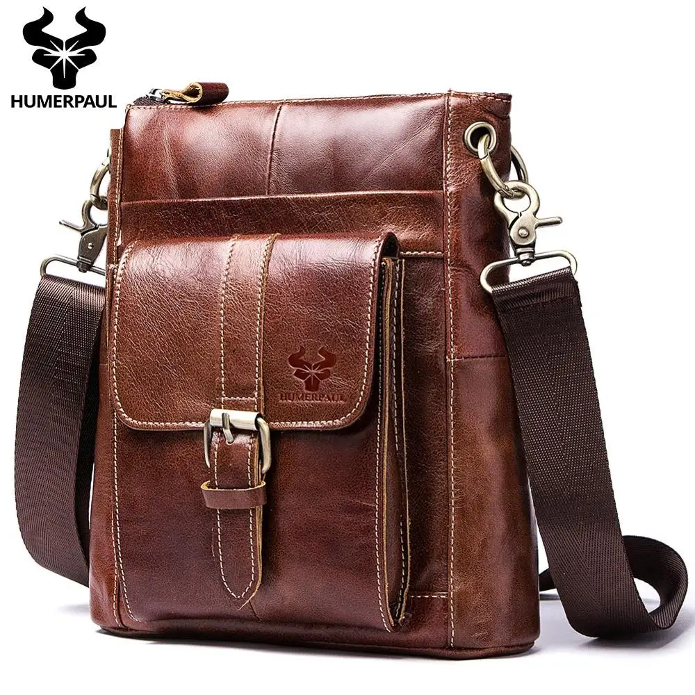 

Men Shoulder Bag 100% Cow Leather Crossbody Bag Male Casual Travel Bag Messenger iPad Bag Big Capacity Soft Handbag