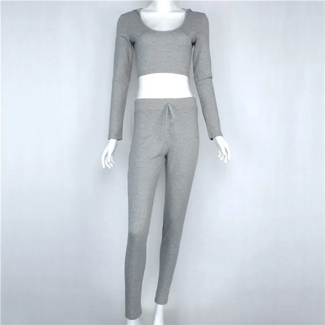 Комплект для бега, женский спортивный комплект, костюм из 2 предметов, женская спортивная одежда, эластичные толстовки+ спортивные штаны, женские спортивные костюмы, одежда для фитнеса - Цвет: grey