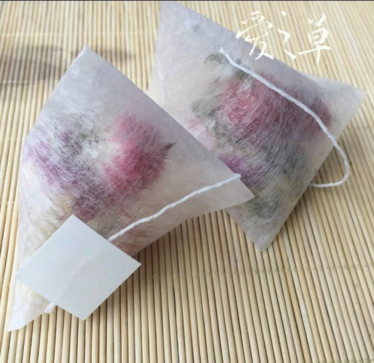 1000pcs/lot Corn Fiber Tea bags PLA Biodegraded Tea Filters Quadrangle Pyramid Heat Sealing Filter Bags 55*70mm