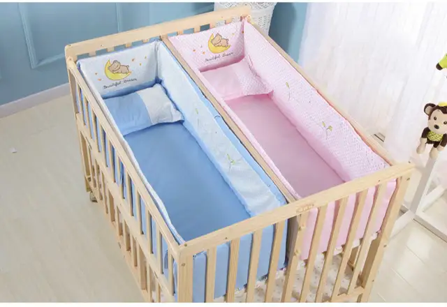 Multifunction Pine Twins Baby Cribs No Painted Children Bed