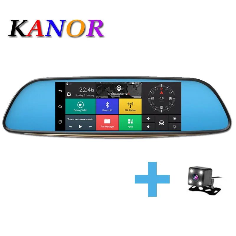 

KANOR 7" 1280*720 Touch Screen Android 5.0 dash camera parking car dvrs Rearview mirror video recorder Car DVR Camera GPS