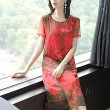 YICIYA XXL Red Dresses Woman Party Night Red Dress Plus Size 2019 Summer Women Midi Floral Print Elegant Retro a Line Clothing dark blue midi a line skirt in red floral print