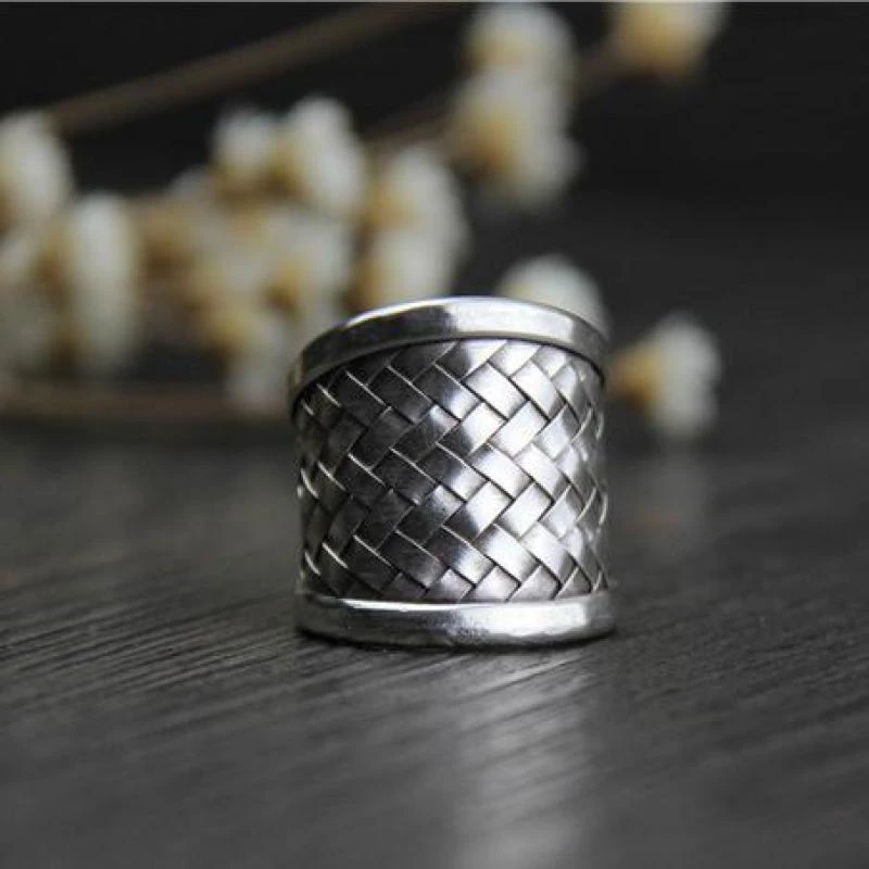 Anillos anchos de Plata Ley 925 a para anillo de dedo índice de diseño Vintage trenzado tipo abierto|Anillos| - AliExpress