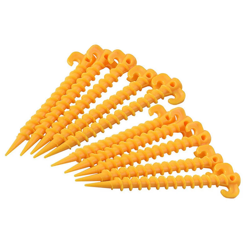 

10Pcs Windproof 20cm Strong Screw Outdoor Camping Trip Tent Peg Ground Nail _WK