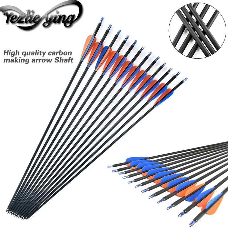 

High Quality 12/24PCS 30-Inch Spine 400 Archery carbon Arrow Recurve Bow Hunting and Archery Replaceable Arrows