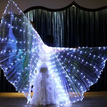 

2018 Belly Dance ISIS LED Wing For Adult Oriental Butterfly Wings Dance White Color Back Open Bellydance Wings Accessories