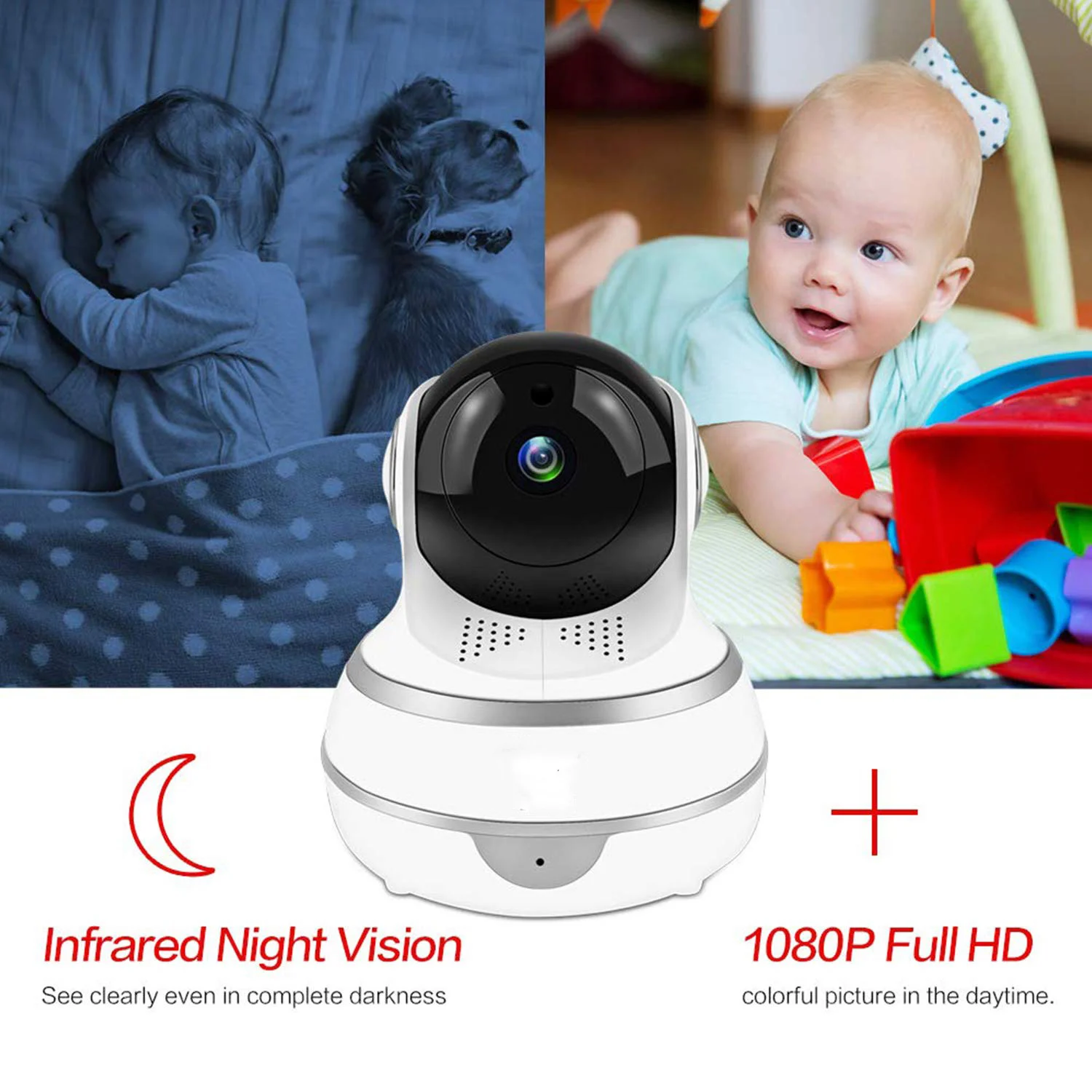 1080P WiFi Wireless IP Camera Security Smart Home Surveillance Indoor Camera Pan/Tilt with Cloud Service HDIPC360