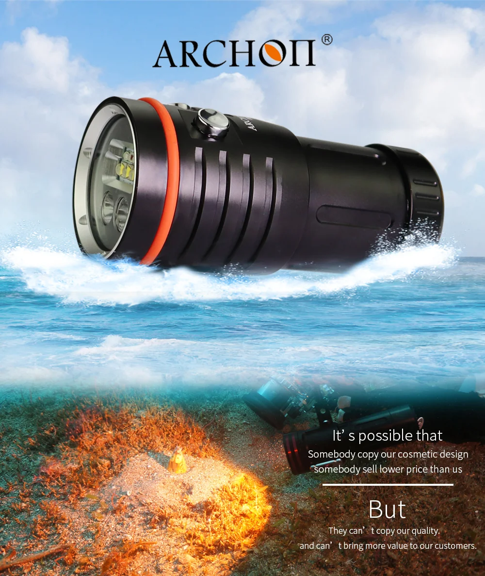 ARCHON D35VP II W41VP Дайвинг видео светильник 4* CREE XM-L2 Макс 2600 люмен погружной фонарь 100 м подводный Точечный светильник с зарядным устройством