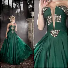 Emerald Green 2016 New Charming Beading Chiffon Sweetheart Ball Gown Sexy Long Prom Dresses For Wedding