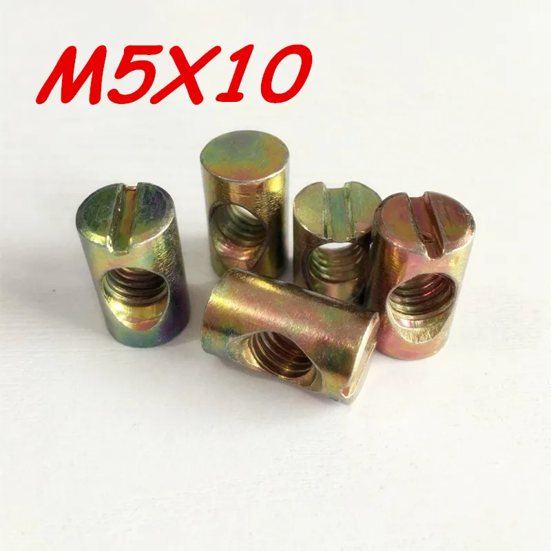 10pcs M5 Barrel Bolts Cross Dowel Slotted Furniture Nut fittings for