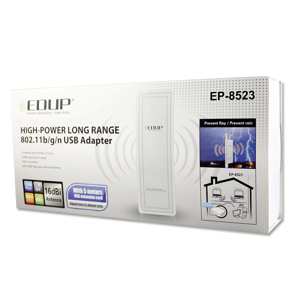  EDUP receptor WiFi de largo alcance 802.11n de alta ganancia 16dBi 150Mbps de alta potencia RT3070L