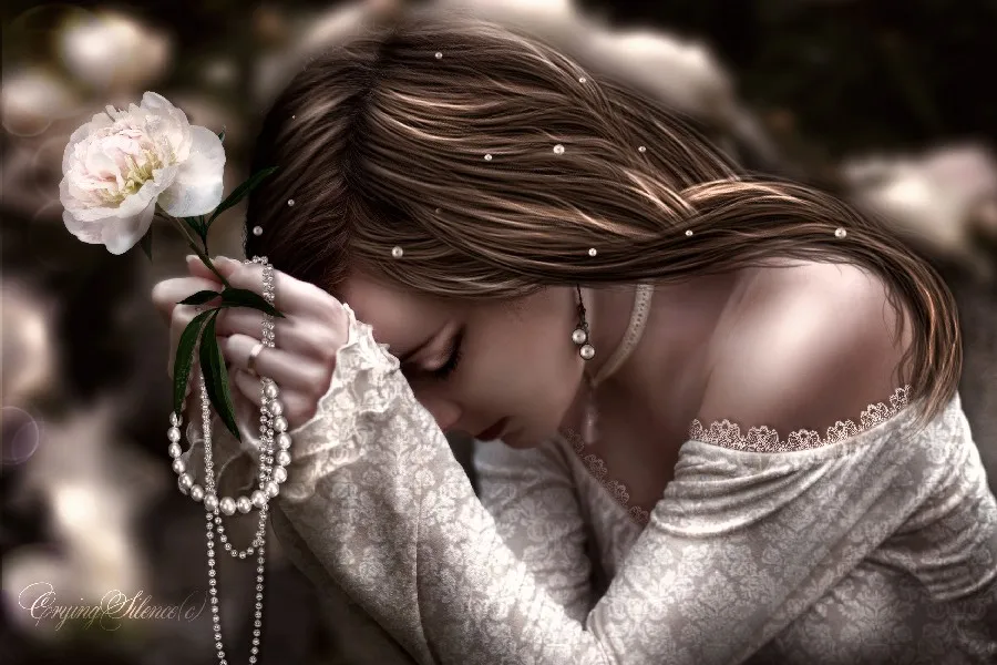 Painting-Art-font-b-Brown-b-font-Haired-Dress-Earrings-irls-Flowers-Mood-font-b-Fantasy.jpg