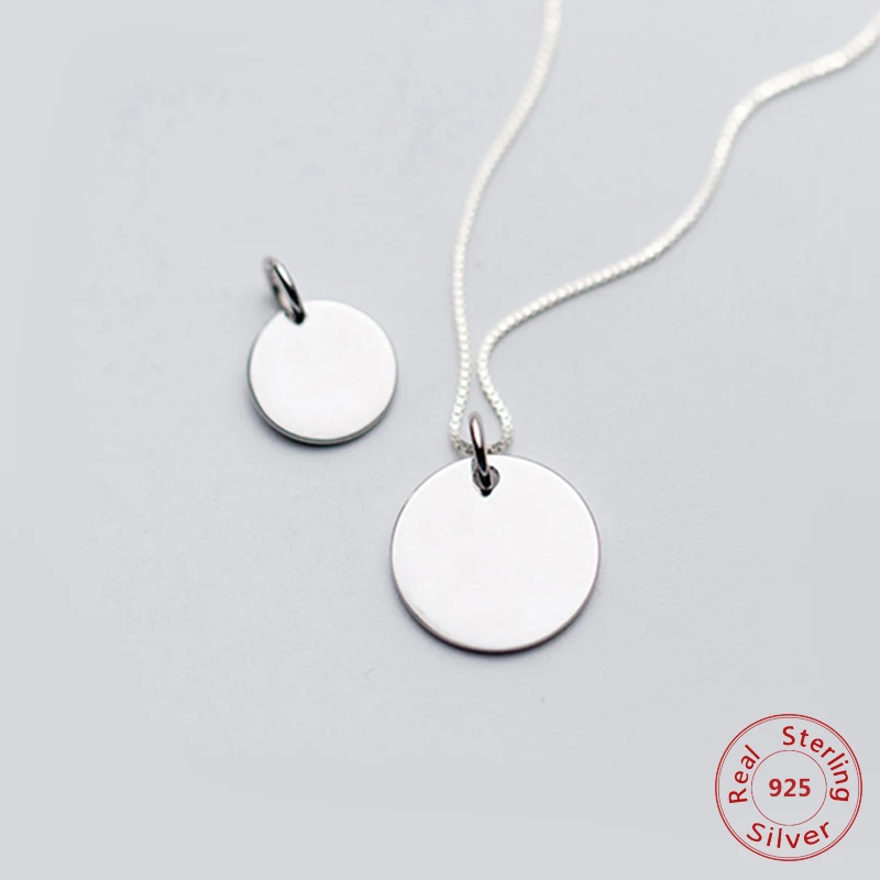 

1pc 11mm/ 15mm Polished Round Coin Necklace pendant Real. 925 Sterling Silver Fine Jewelry Gift