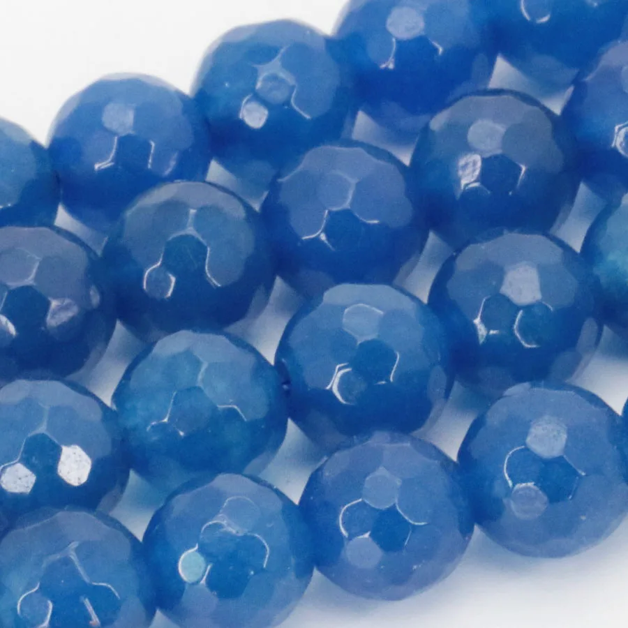 

Accessory Crafts New 4-12mm Blue Aventurine Chalcedony Round Faceted Jewelry Making Design 15" Wholesale Semi Finished Stones