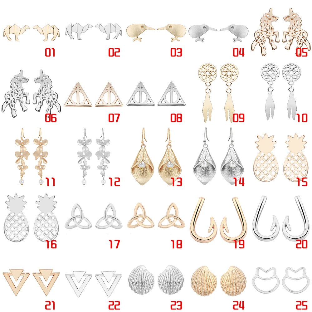 

Chereda Cute Animal Stud Earring for Women Gold and Silver Geometric Deer Bird Earrings Party Birthday Jewelry my order
