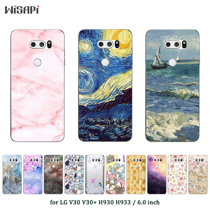

For LG V30 Silicone Back Phone Cover For LG V30 V 30 H930 H933 6.0" Transparent Fashion Printed Phone Cases for LG V30 Coque