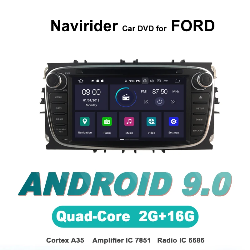 ELANMEY Расширенный gps навигации для FORD MONDEO FOCUS S-MAX GALAXY android 9,0 DVD Мультимедиа Радио Стерео bluetooth