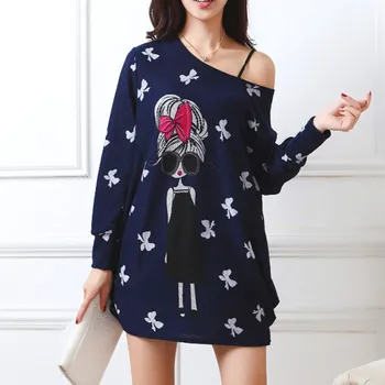 

2019 new Long-sleeve O-neck cashmere sweater casual print tunic thin fashion pullovers tops cotton and polyester