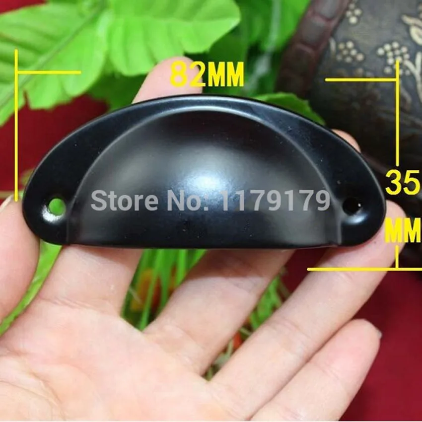 82*35MM Black Cup Pulls drawer pulls shell Pulls antique black