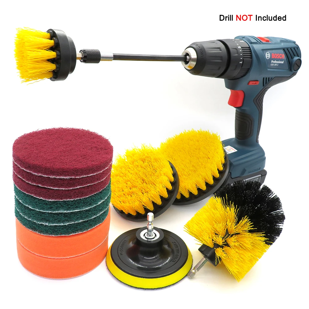 

Drill Brush Kit , Power Scrubber Brush,Scouring Pads and Scrub Sponge All Purpose for Car Bathroom Kitchen ( 14Pcs)