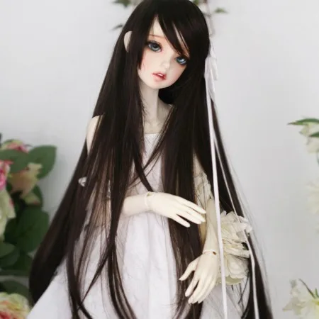 

1/3 1/4 Bjd Sd Doll Wig High Temperature Long Black Straight Hair For Girl Doll Wig Free Shipping