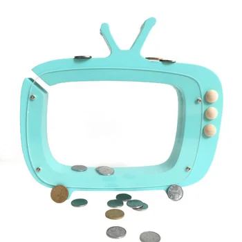 

Ins Nordic wooden TV Money Boxes Wood Kid Love the wood Money Cans Toys Living Room Decor Piggy Bank