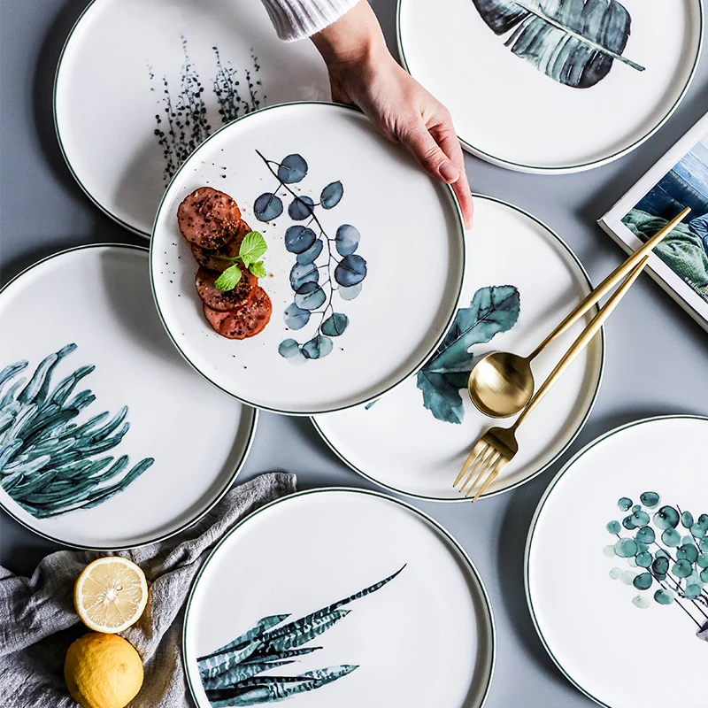 

Nordic 9 inch Ceramic Western Meal Steak Plate Breakfast Plate Flat Tray for Fruit/Snack/Cake