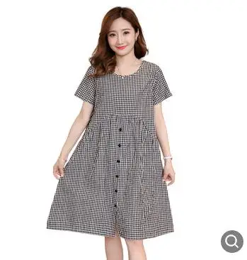Maternity Clothes 2019 Summer New Short-sleeved Plaid Casual Pregnancy Dress Korean Cotton Dresses for Pregnant Women QL1813