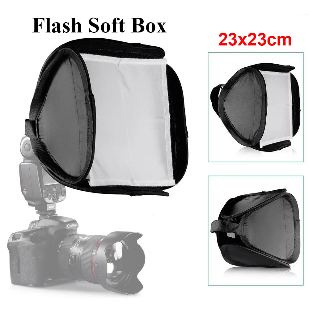 

23x23cm Camera Flash Diffuser Softbox for Nikon SB910 SB900 SB800 Canon 580EXII 580EX Yongnuo yn565 yn560 yn568 and Other Flashs