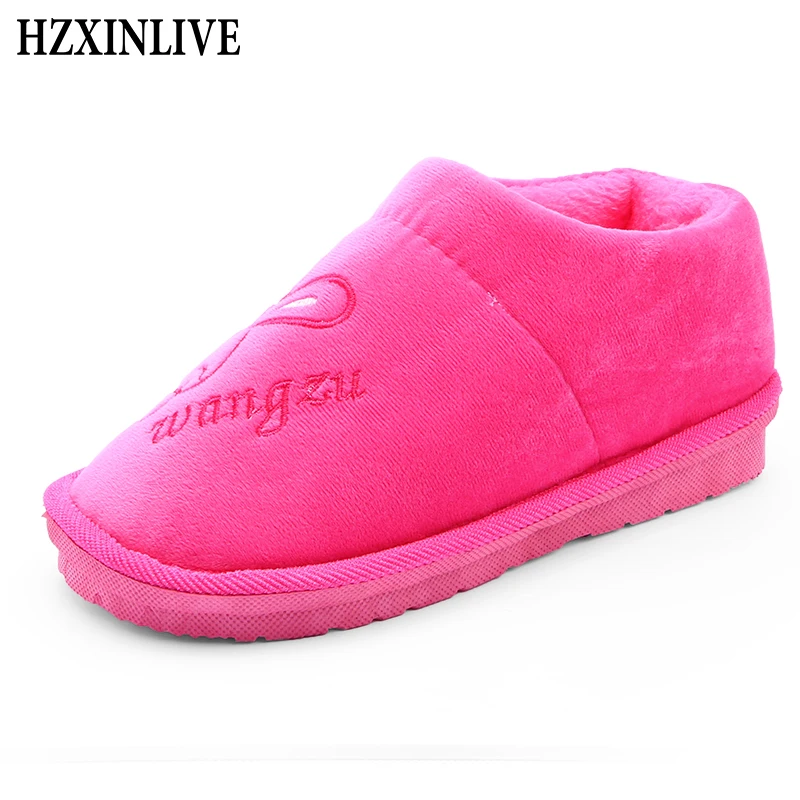 

HZXINLIVE 2018 Women Indoor Slippers Cover Heel Animal Cat Home Slippers Animal Prints Winter Short Plush House Women Shoes Pink