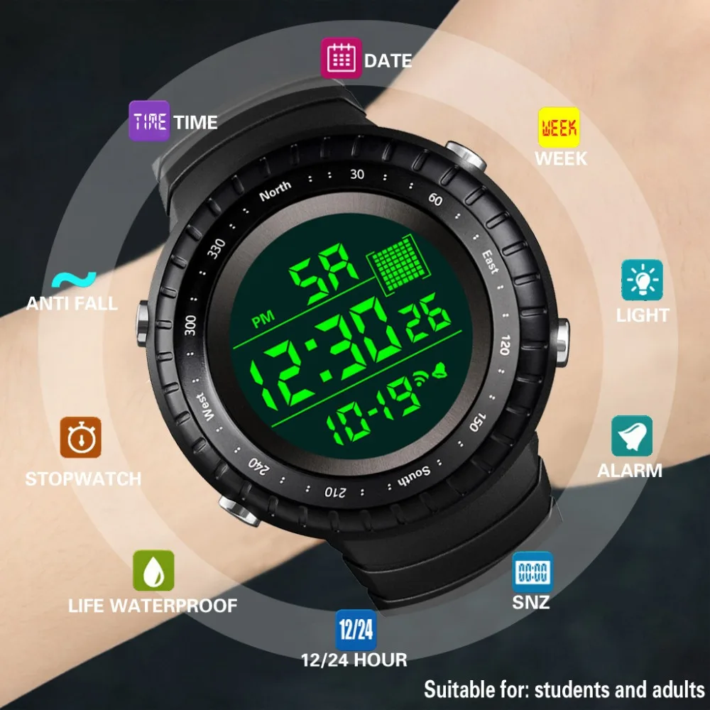Высококачественные мужские s часы лучший бренд класса люкс цифровые Модные мужские цифровые военные Роскошные спортивные часы Reloj Hombre@ 50