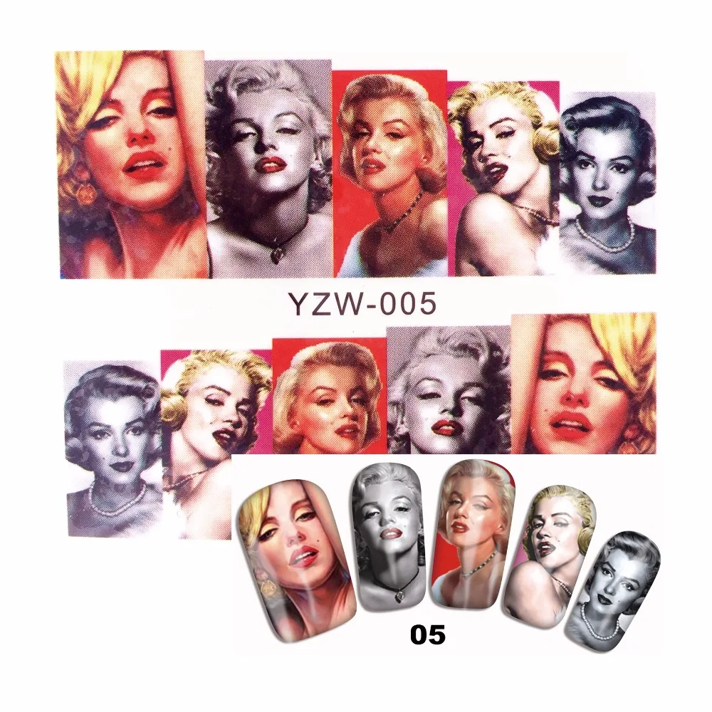 

ZKO 1 Sheet DIY Nail Water Decals 3D Colorful Cover Girl Designs Transfer Stickers Nail Art Sticker Tattoo Decals 005