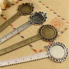 10 шт./партия, сделай сам, цветочный дизайн, Закладка с линейкой, подходит для внутренней 20 мм, кабошон, основа, винтажная металлическая Закладка для книг, школьные канцелярские принадлежности