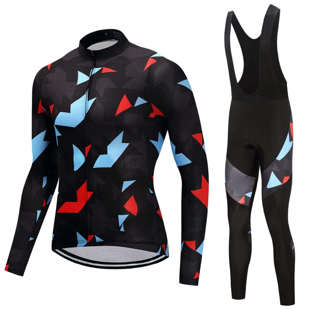 

FUALRNY 2018 Cycling Jersey Set Custom Long Sleeve Pro Team Clothing Men Cycling Jersey Summer Maillot Ropa Ciclismo Bib Pants