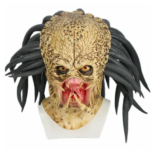 X-COSTUME маска для лица Хищника на всю голову, шлем для взрослых, карнавальный костюм, опора, персональные латексные маски для Хэллоуина, Вечерние Маски для сцены - Цвет: Mask