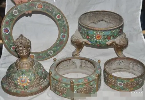 

S1043 22"chinese bronze cloisonne enamel Dragon Elephants statue incense burner Censer discount 30% (C0324)